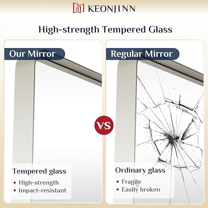 Keonjinn 30 x 36 Brushed Nickel Bathroom Mirrors - Image 4