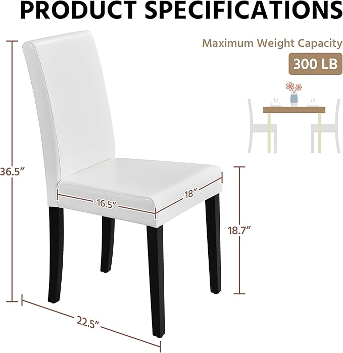 Yaheetech Dining Chairs Set of 4 PU Leather Upholstered Parsons Dining Chairs - Image 3