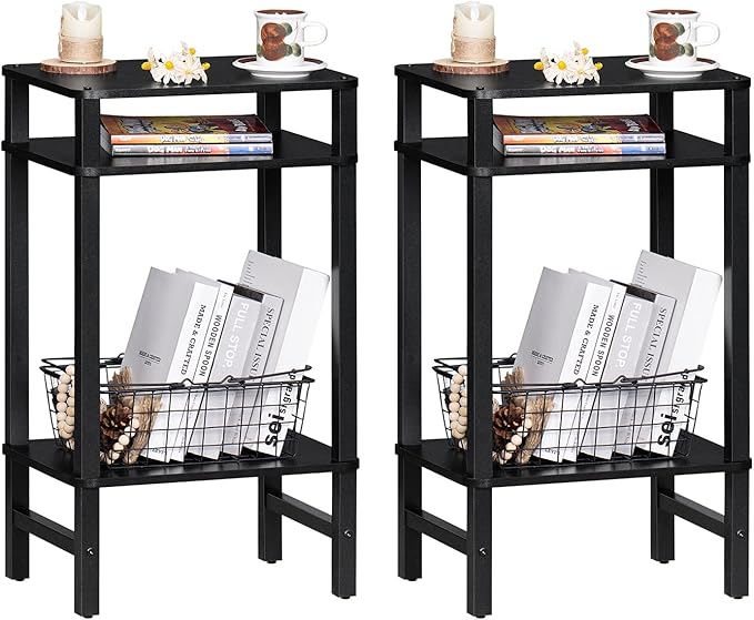 28in Tall Side Table 3-Tier Small Narrow End Table - Image 9