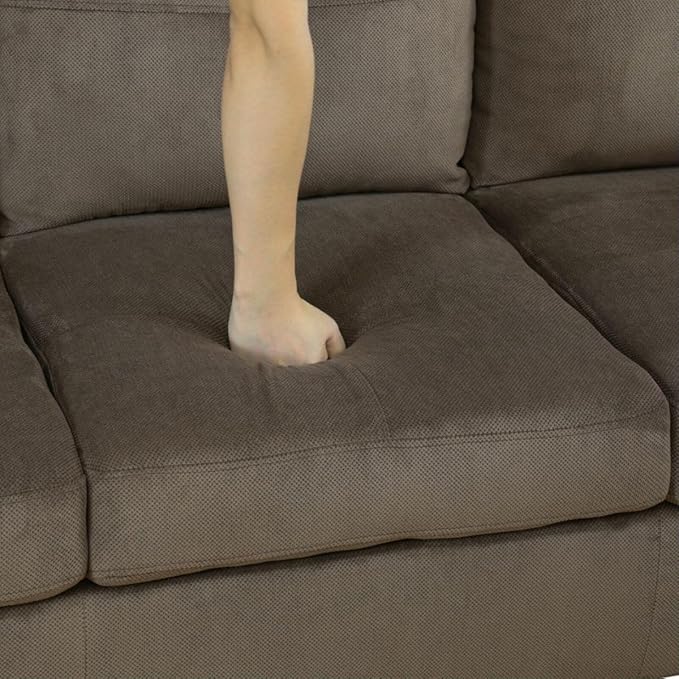 Brown L-Shaped 3-Piece Corduroy Sofa - Image 4