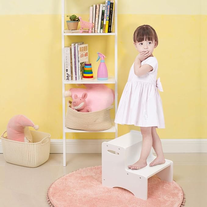 WOOD CITY Toddler Step Stool, Wooden 2 Step Stools - Image 8