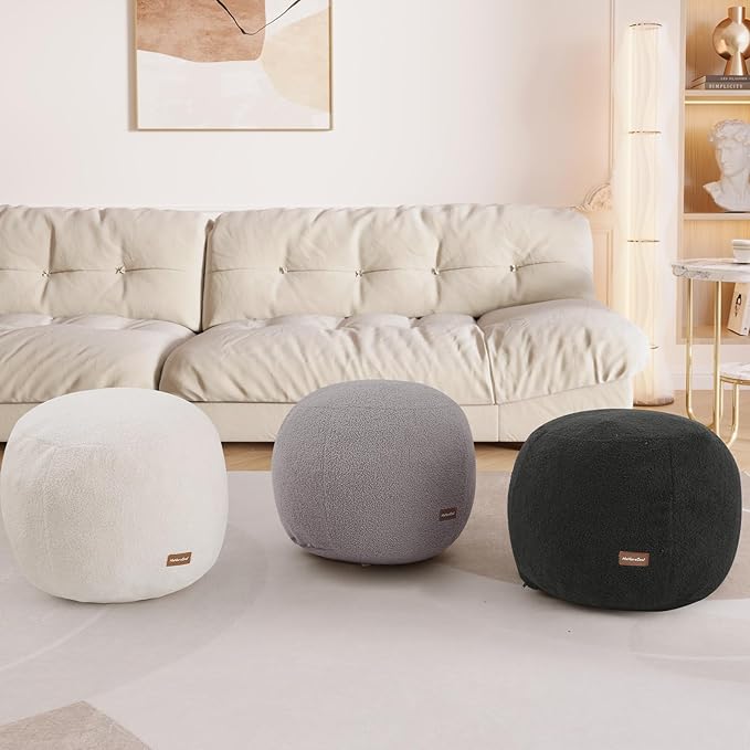 MeMoreCool Stuffed Round Pouf Ottoman Foot Rest, Floor Pouf Foot Stool - Image 7