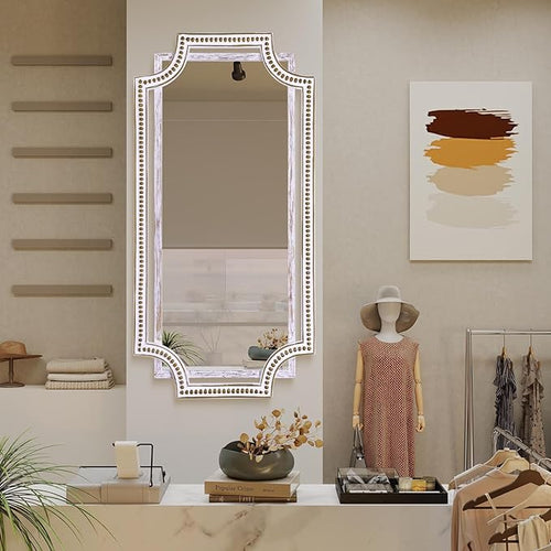 24" X 47" Wooden Farmhouse Large Wall Mirror, Rustic Art Decorative Full Length - Image 2