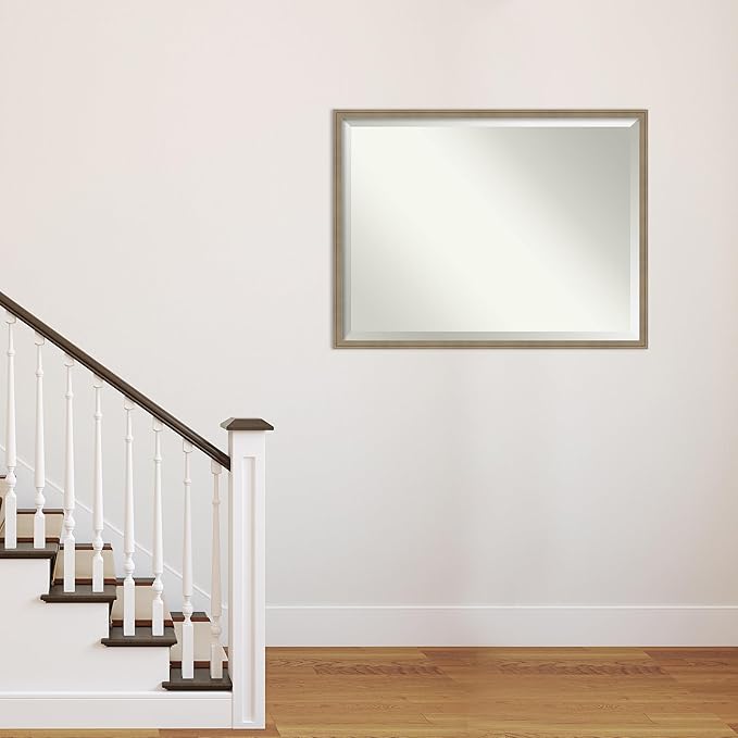 Amanti Art Brown Wall Mirror 32x42 Florence Light Brown Rectangle Bathroom - Image 6