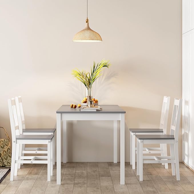 soges 5 Pieces Dining Table Set, Pine Wood Kitchen Table - Image 3