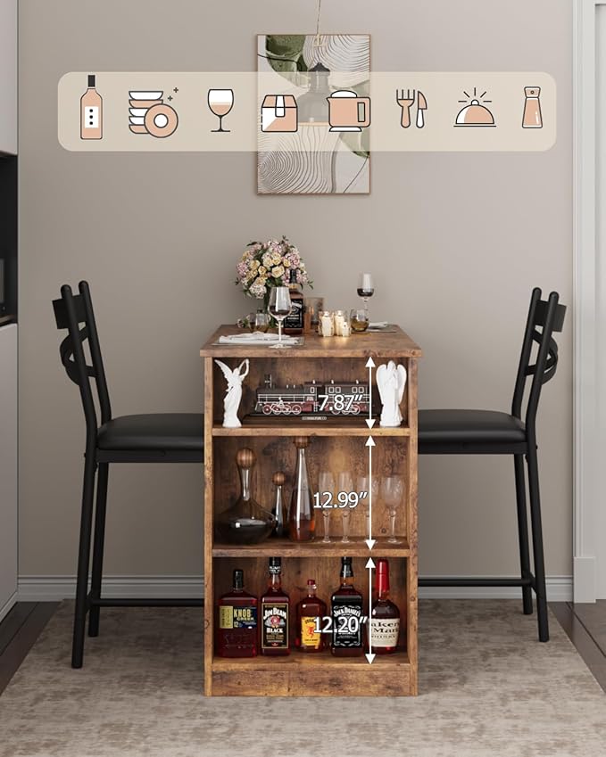 GAOMON 3 Piece Bar Table Set for 2, Bar Table and Chairs Set - Image 4