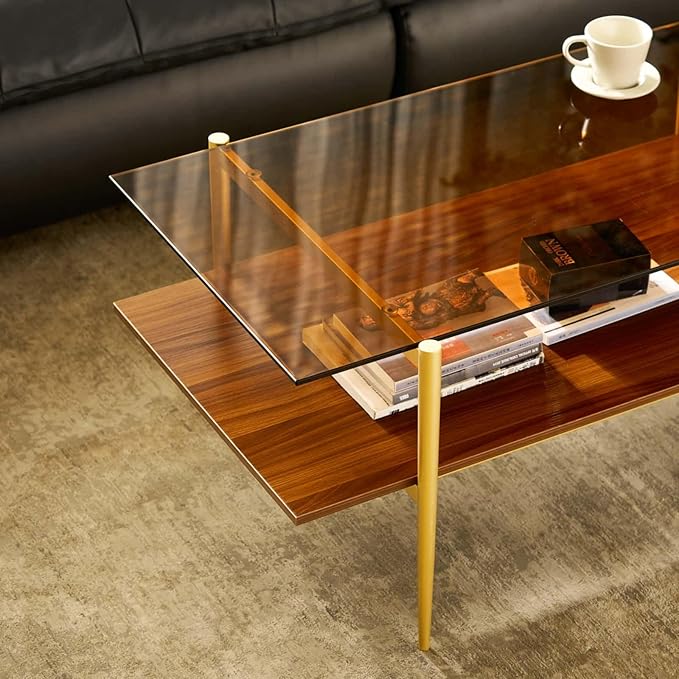 AGV LIGHTING Tadio Glass Coffee Table, Mid-Century Modern Coffee Table - Image 7