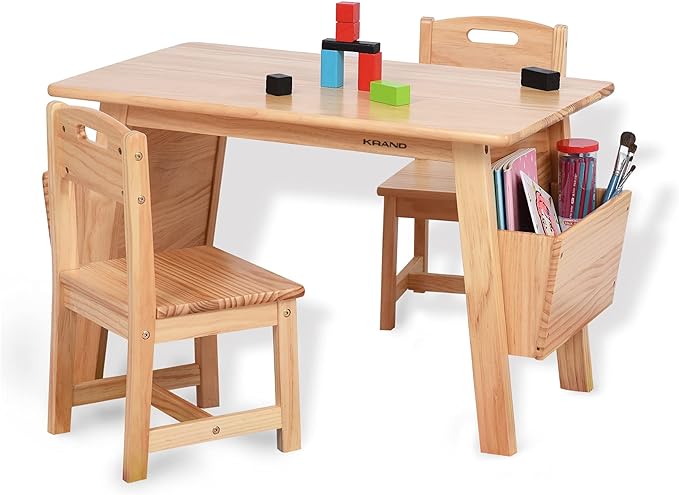 Kids Solid Wood Table and 2 Chair Set by KRAND