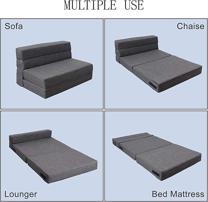ANONER 60" Fold Sofa Bed Couch Memory Foam - Image 4