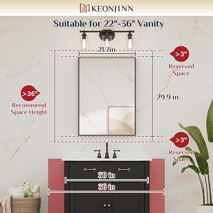 Keonjinn Brushed Nickel Bathroom Mirror - Image 6