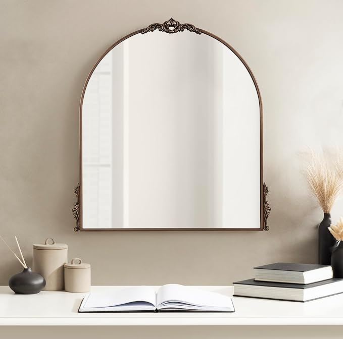 Kate and Laurel Myrcelle Ornate Vintage Arched Mirror, 30 x 32, Decorative Wide - Image 4