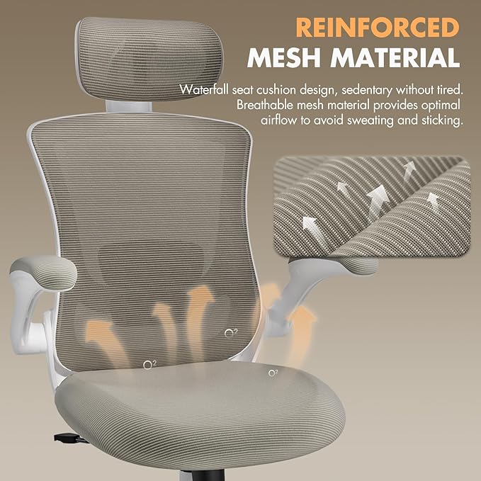 Ergonomic Office Chair with Adjustable Lumbar Support & Headrest, High Back - Image 5