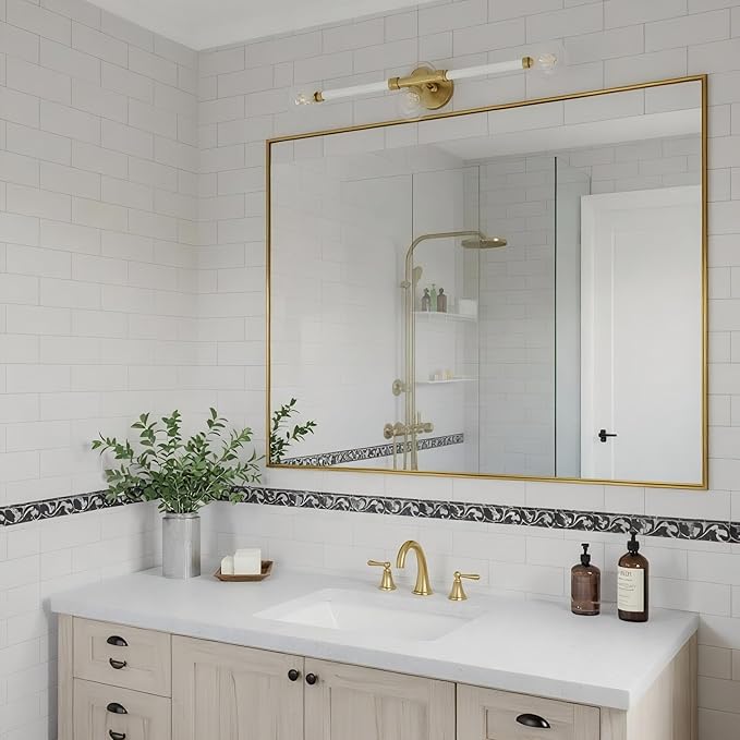 24x36 Inch Brass Bathroom Mirror - Image 3