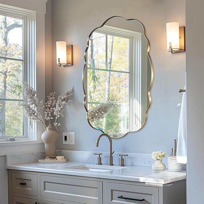 ANDY STAR Oval Bathroom Mirror, 30x40 Inch Scalloped Wall Mirror, Modern - Image 9