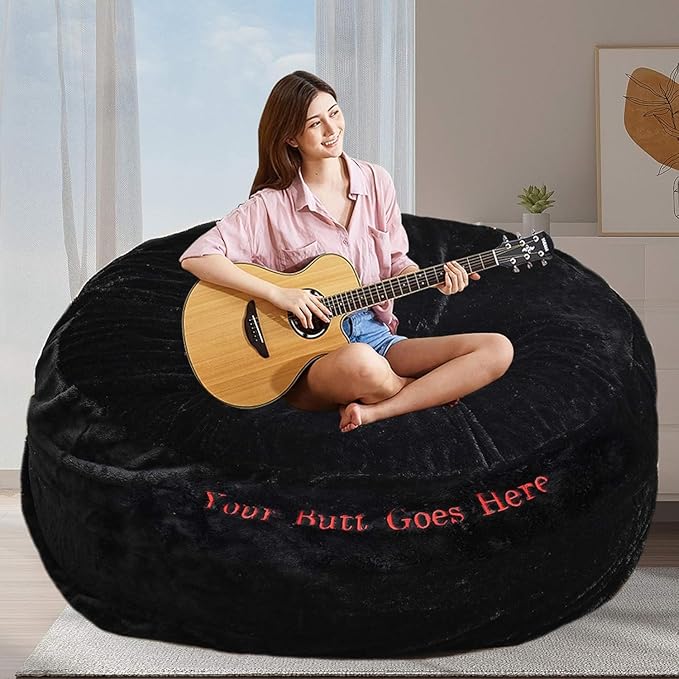 BCU Bean Bag Cover with Embroidered Words Comfy Beanbag Chair by BCU