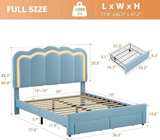 Full Upholstered LED Bed Frame - Image 2