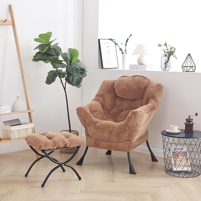 LITA Lazy Chair with Ottoman, Modern Accent Leisure Upholstered Sofa Chair - Image 4