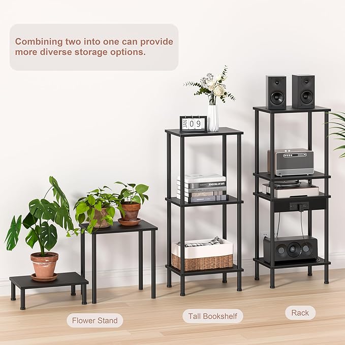 End Table with Charging Station, Small Side Table, 2-Tier Nightstand with - Image 4