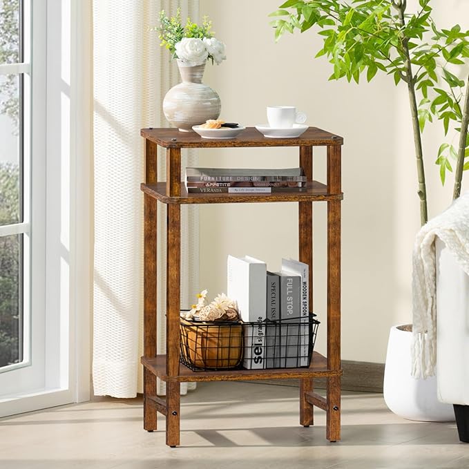 28in Tall Side Table 3-Tier Small Narrow End Table - Image 8
