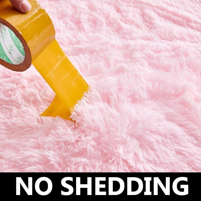 FJZFING Pink Round Rug Ultra-Soft Plush Modern 5x5 Circle Area Rug - Image 4