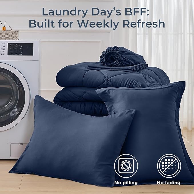 HEVUMYI Navy Blue Twin-XL Comforter Set - Image 7