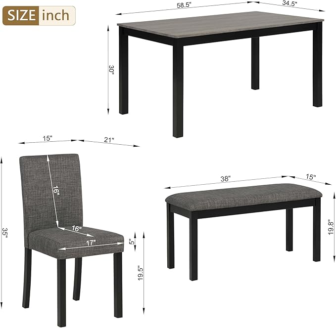 soges 6-Piece Kitchen Dining Table Set - Image 8