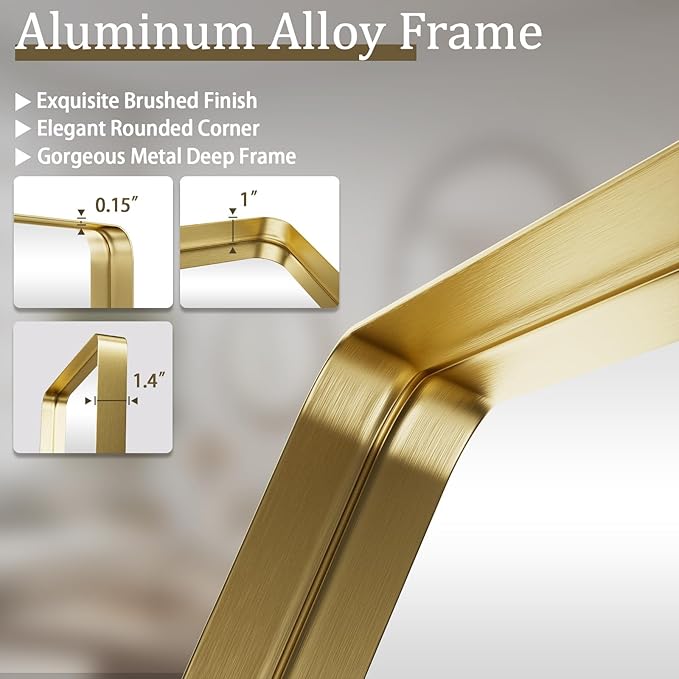 Large Bathroom Mirror 30x56 inch, Gorgeous Deep Frame Wall Vanity Mirror - Image 4
