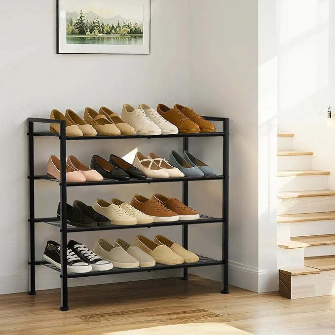 Simple 4 Tier Shoe Rack, Metal Stackable Shoe Storage Organizer - Image 6