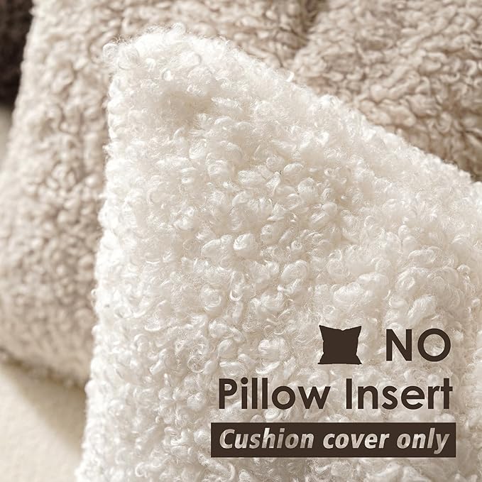 Foindtower 2 Pieces 16x16 Inch White, Faux Fur Throw Pillow Cover Accent Sherpa - Image 3