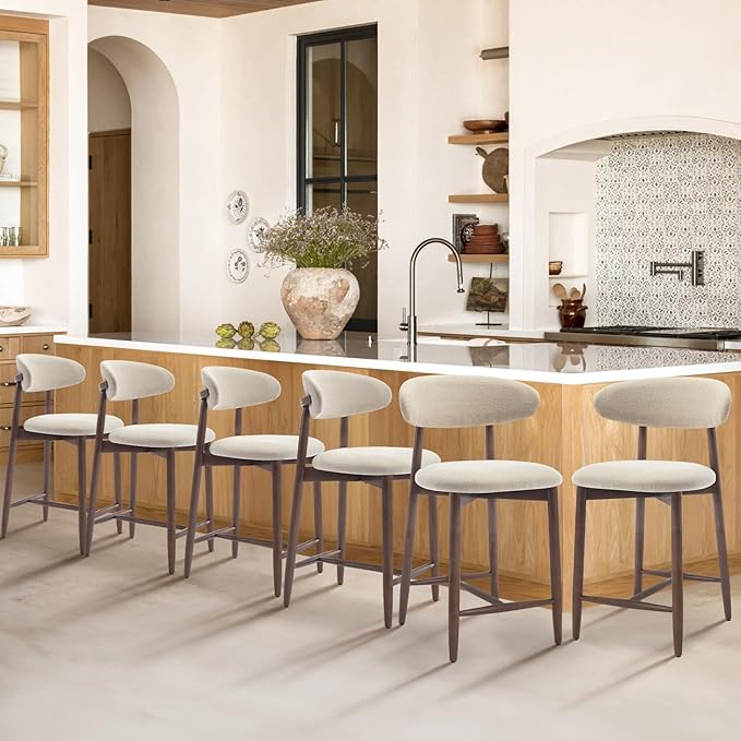 Upholstered Counter Height Bar Stools Set of 6, Kitchen Island Stools by COLAMYINC