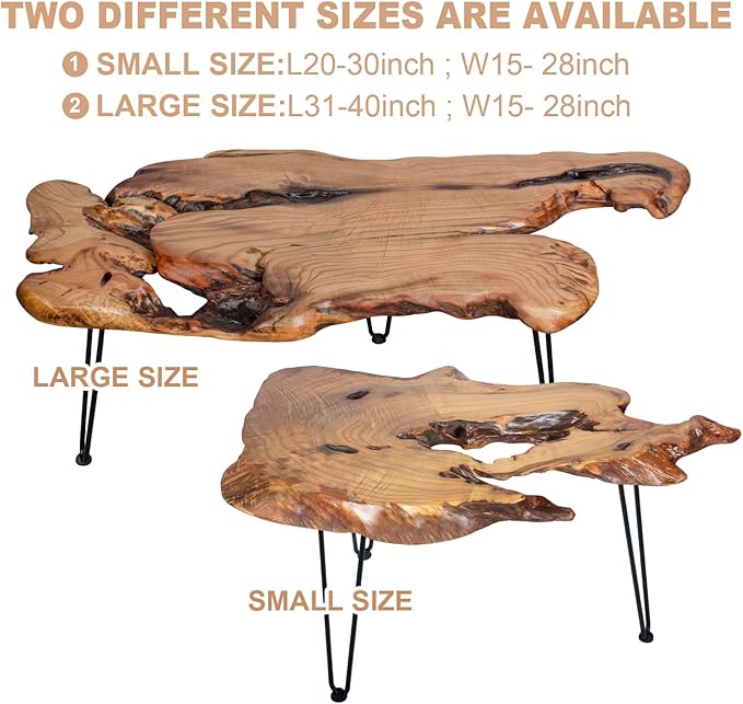 Natural Wood Edge Contemporary Coffee Cocktail Table, Live Edge Coffee Table - Image 2