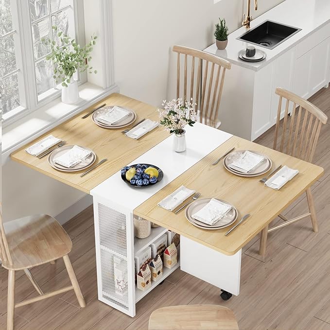 GarveeHome Folding Dining Table, Space Saving Farmhouse Dining Table - Image 5