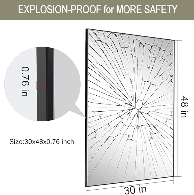 Wall Mirror 32x48, Rectangle Bathroom Mirror 32 x 48 inch, Large Vanity Mirror - Image 6