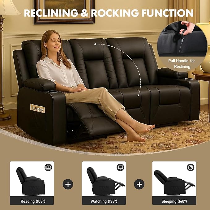 LUCKLIFE Leather Recliner Sofa Set - Image 4