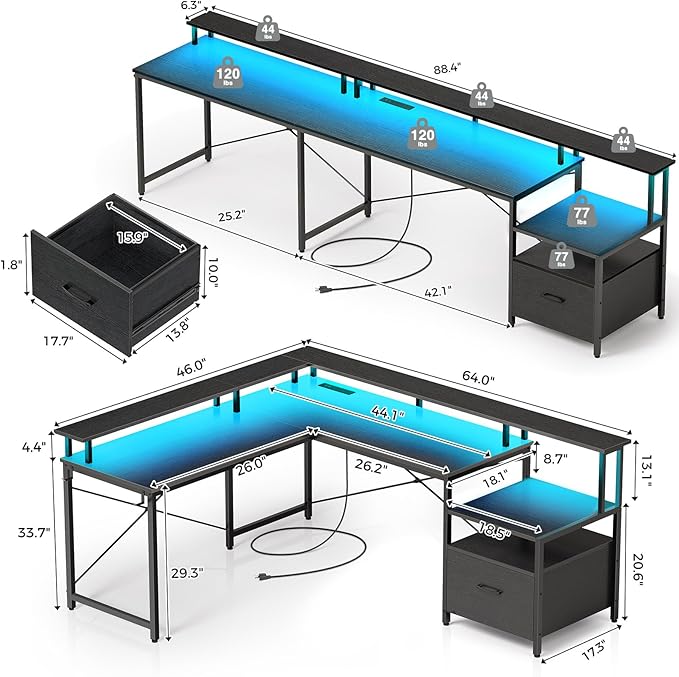 Rolanstar L Shaped Gaming Desk - Image 2
