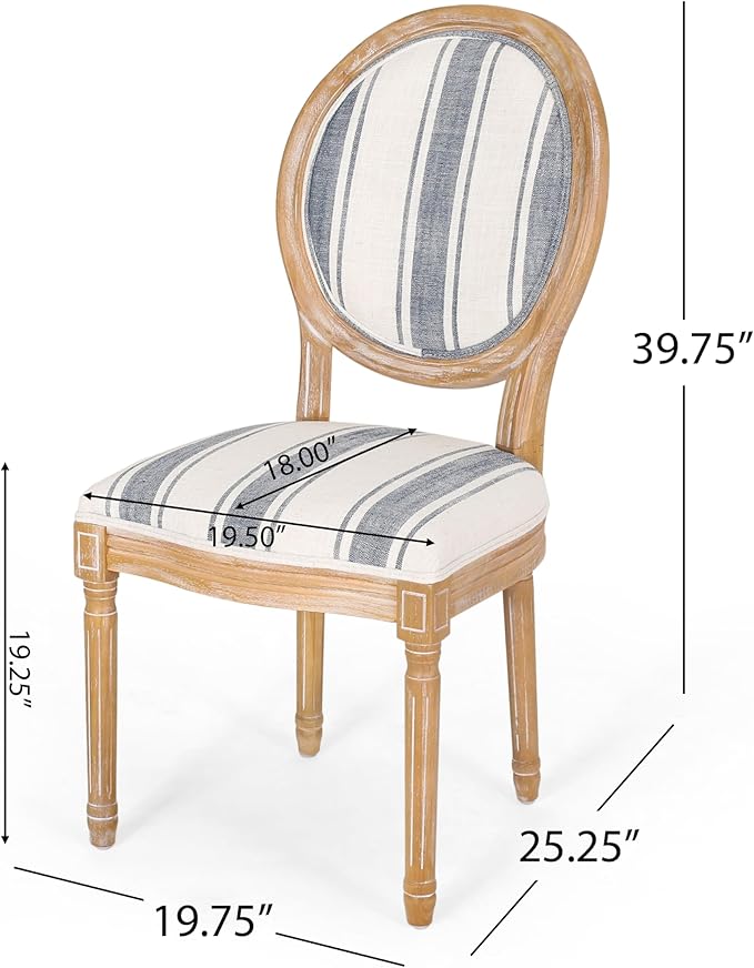 Christopher Knight Home Phinnaeus Dining Chair Set, Rubberwood, Dark Blue Line - Image 3