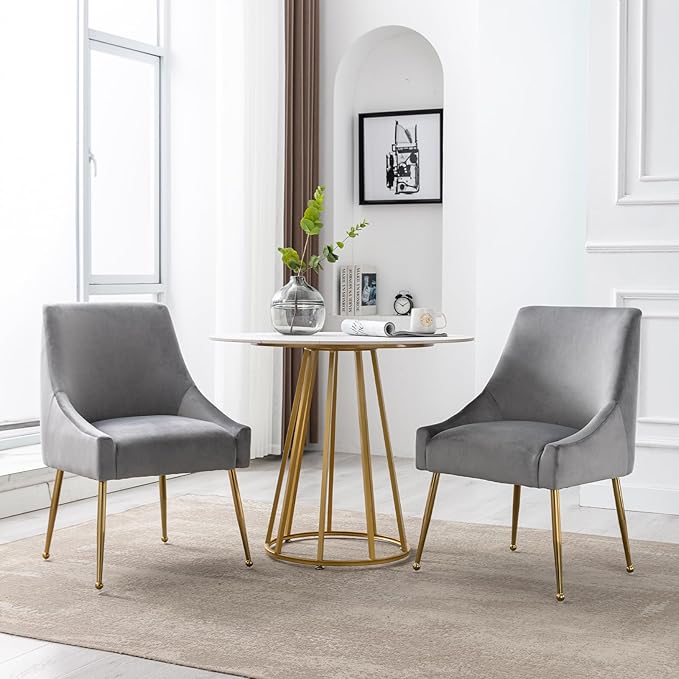 Modern Velvet Dining Chairs Set of 6, Contemporary Upholstered Furniture - Image 6