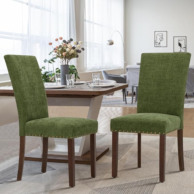 COLAMY Upholstered Parsons Dining Chairs Set of 4, Fabric Dining Room Kitchen - Image 3