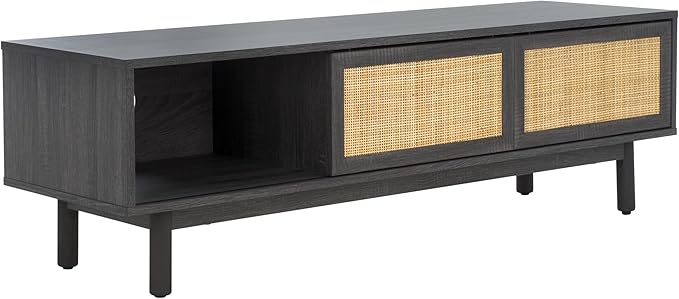SAFAVIEH Aino TV Stand for up to 60" Flatscreen – Distressed Black, 2 Sliding - Image 6