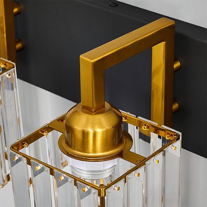 Modern Bathroom Vanity Light 5-Lights Black Gold Crystal Wall Lamp Bathroom - Image 6
