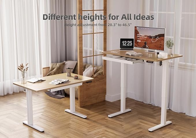 YDN Standing Desk with Drawers, Height Adjustable Desk 55 x 24 Inch, Electric - Image 6