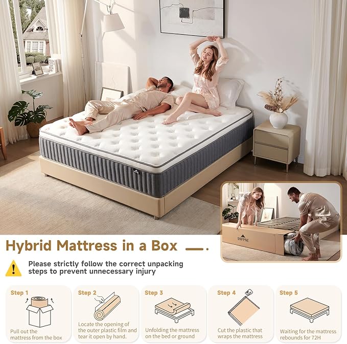 Queen Size Mattress 12 Inch, Hybrid Memory Foam Mattress - Image 5