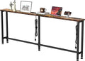 GRLEAF 90" Sofa Table with Built-in Power Strip – 4.9ft Power Cord, Metal Frame by Unknown