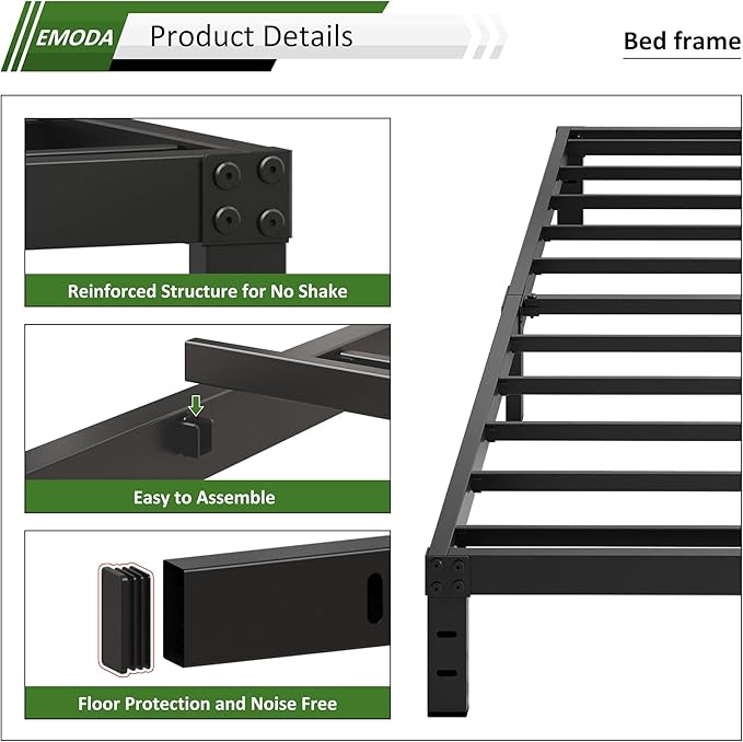EMODA 10 Inch Twin Bed Frames No Box Spring Needed, Heavy Duty Metal Twin - Image 4