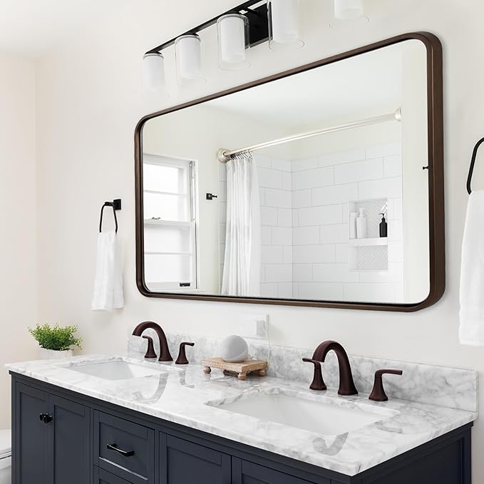 ANDY STAR 48x32 Inch Bronze Bathroom Mirror, Rounded Rectangle Oil Rubbed by ANDYSTAR