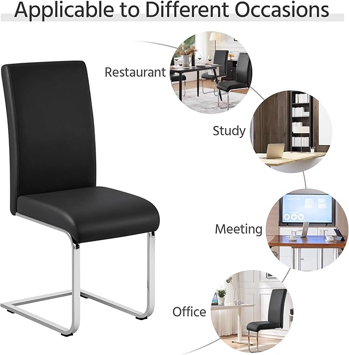 Yaheetech Dining Chairs Set of 2 Modern Faux Leather Upholstered Dining Room - Image 10