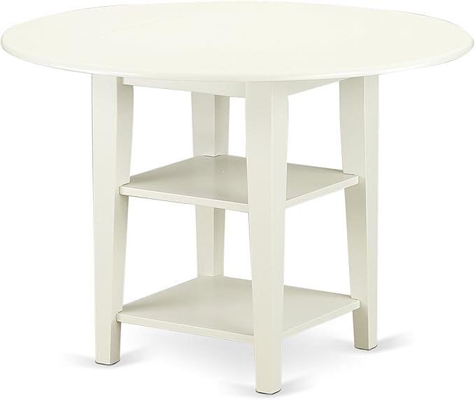East West Furniture SUAD3-LWH-LC 3 Piece Dining Set Contains a Round Dining - Image 3