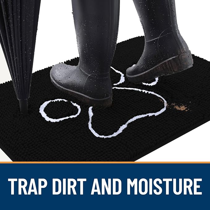 OLANLY Door Mat for Muddy Dog Paws 24x16, Ultra Absorbent Chenille Mud Doormat - Image 2