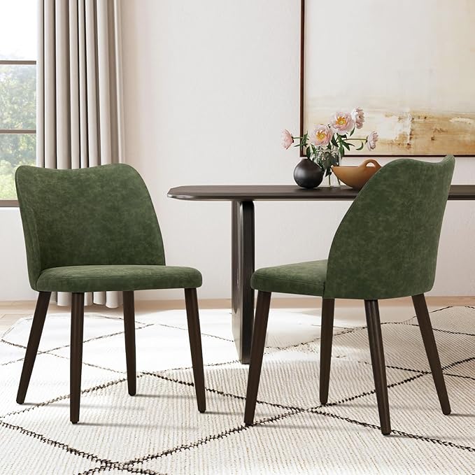 COLAMY Upholstered Dining Chairs Set of 2, Modern PU Leather Dining Room by COLAMYINC