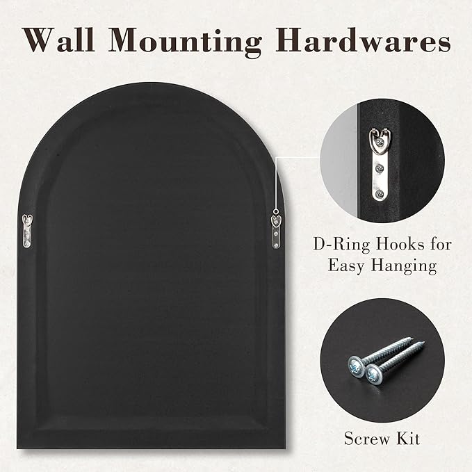 Axeman 22x30 Arched Wall Mirror, Decorative Bathroom Mirror, Traditional - Image 6
